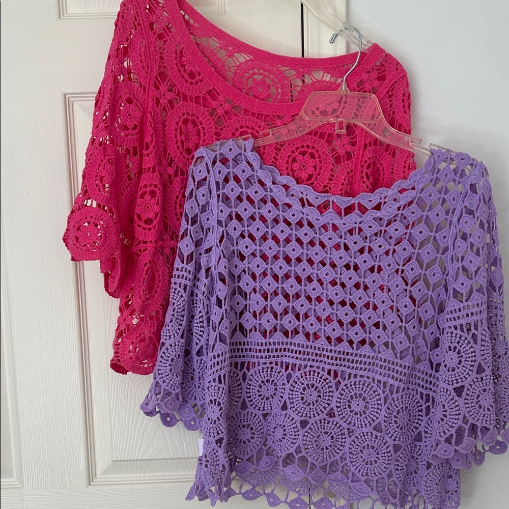 Crochet Lace Women’s Top - Pink and Lavender